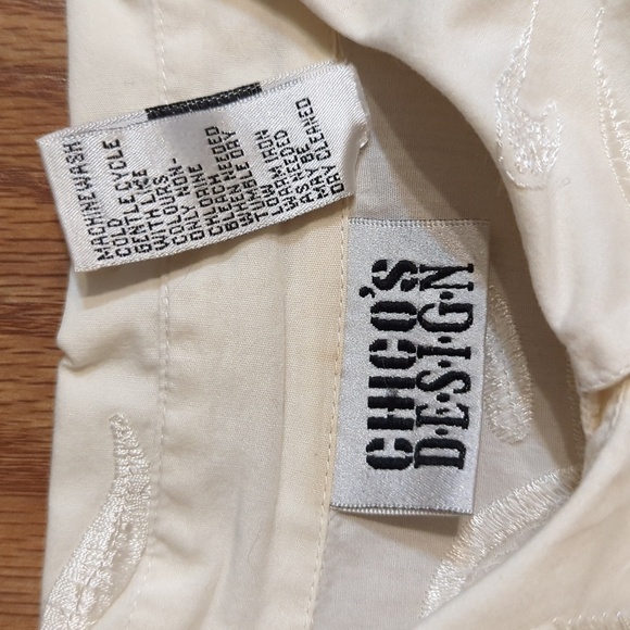Vintage Chico's embroidered button-down top off-white boho coquette size L / 3 - Picture 7 of 7